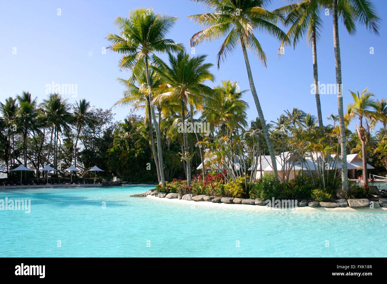 Resort Hotel pool in tropical Port Douglas Far North Queensland, Australia Stock Photo