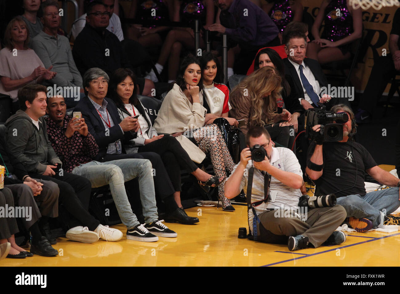 Celebrities at the Los Angeles Lakers game. The Sacramento Kings