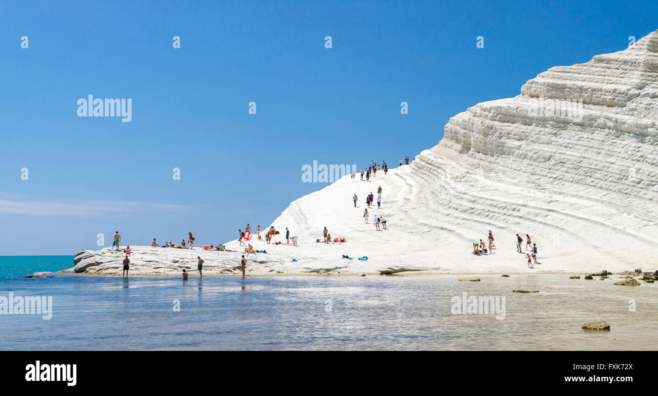 Rocky coast Scala dei Turchi, rock marl, limestone, Realmonte, Province of Agrigento, Sicily, Italy Stock Photo