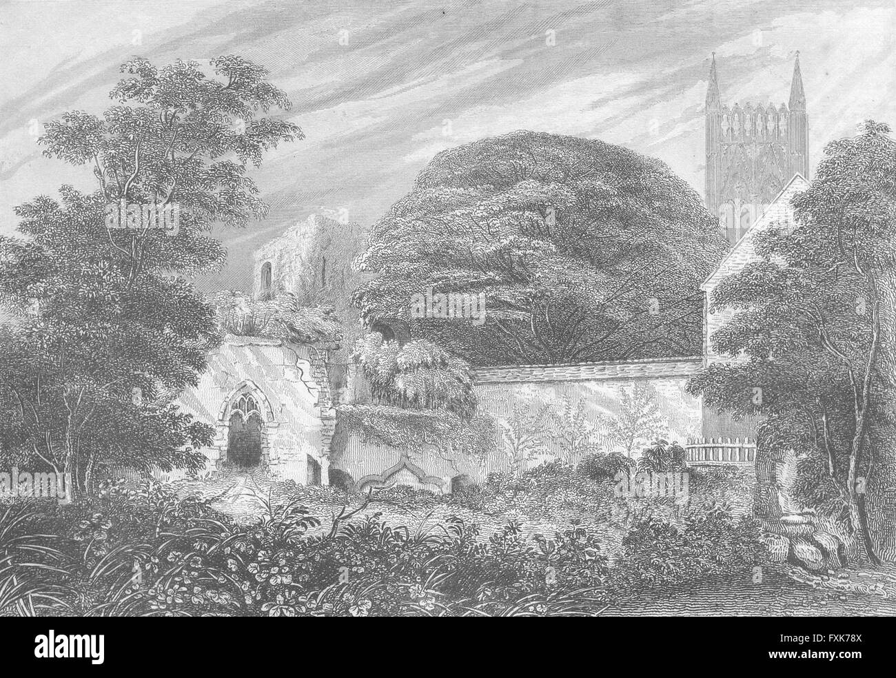 LINCS Palace ruins Lincoln Saunders, antique print 1836 Stock Photo