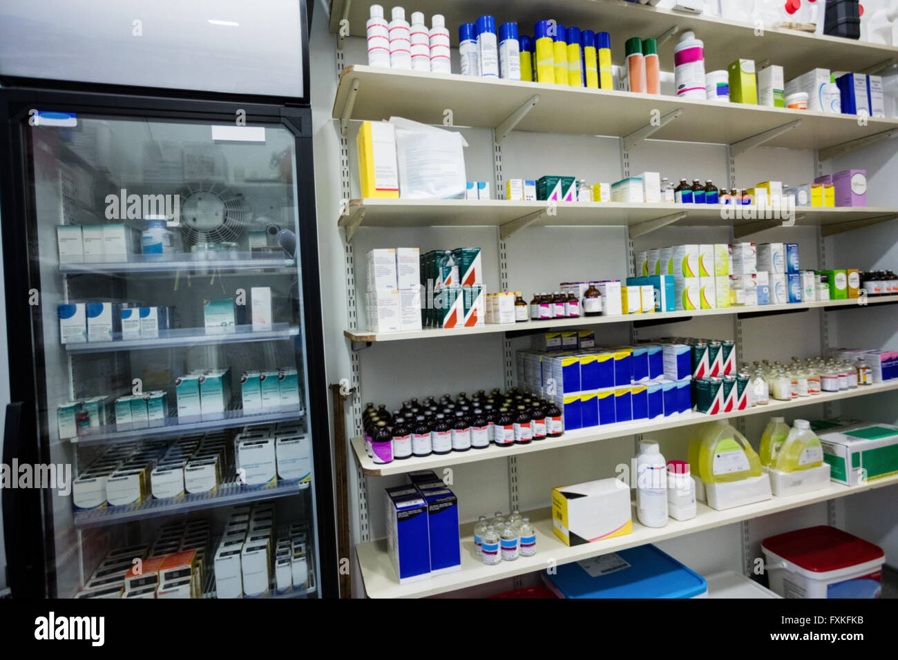 View of medicine on a shelf Stock Photo Alamy