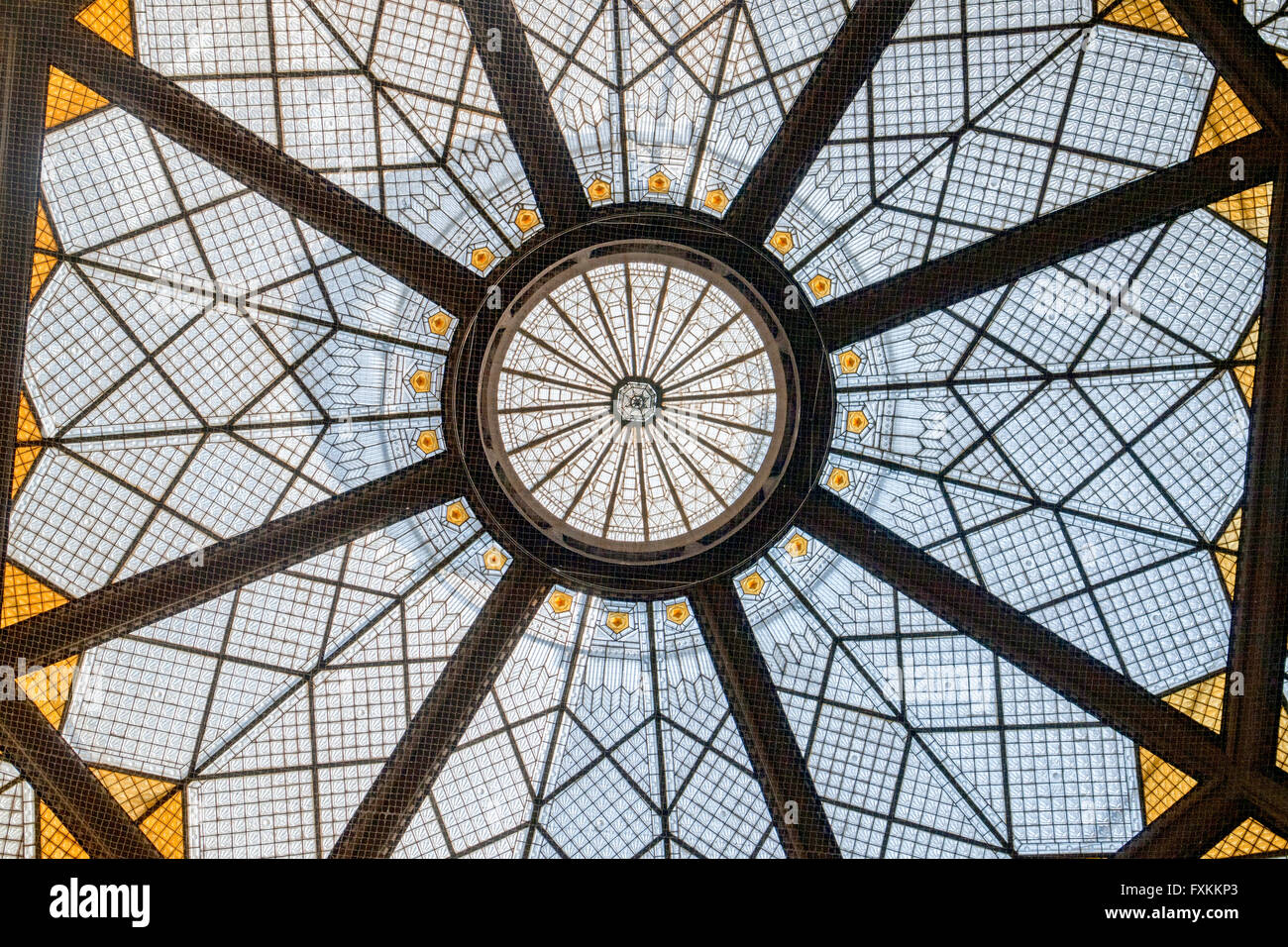 ornamented glass roof seen in Prague, the capital of the Czech Republic Stock Photo