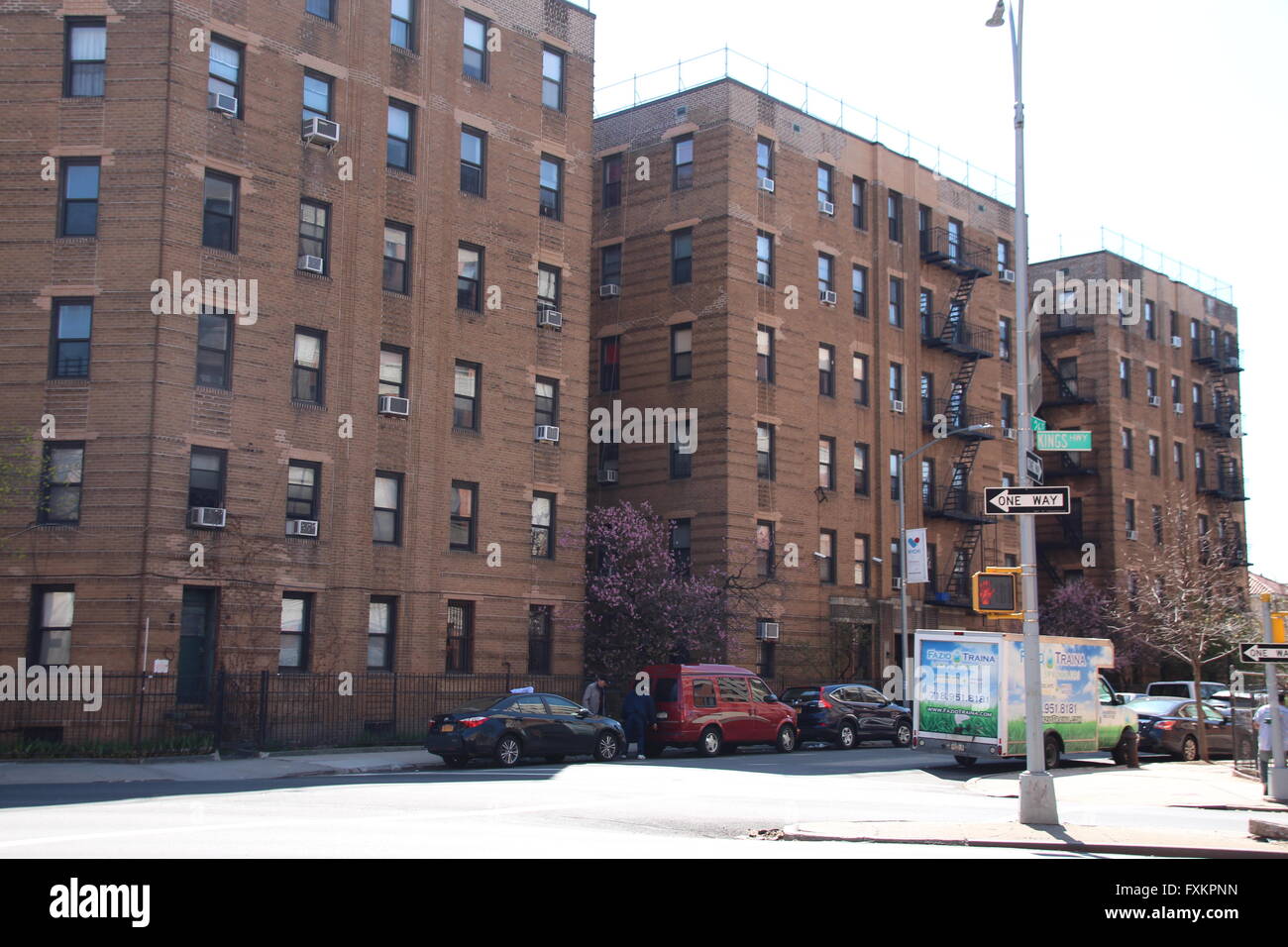 New York, USA. 15th Apr, 2016. An apartment building on Kings Highway in New York, USA, 15 April
