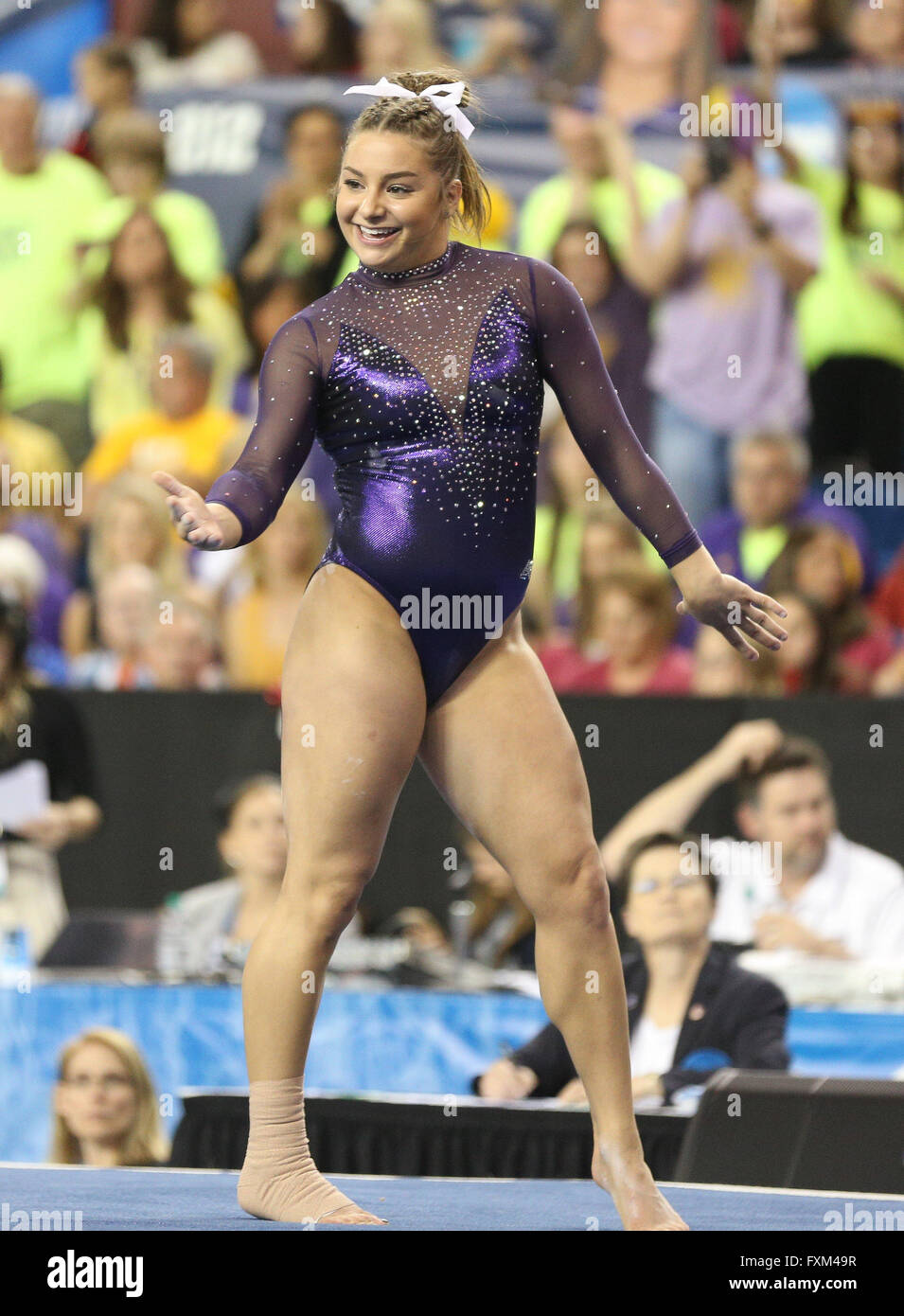 LSU's McKenna Kelley performs on the floor exercise during the Super 6...