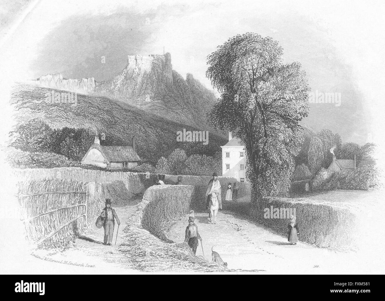IOW: Entry to Carisbrook, antique print 1841 Stock Photo