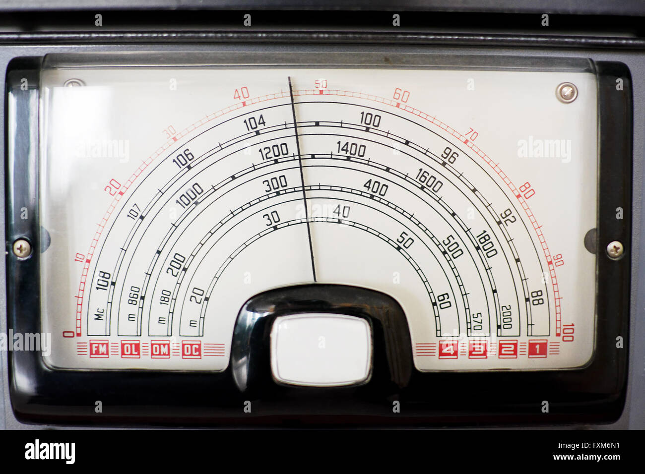 frequency indicator of an old radio Stock Photo