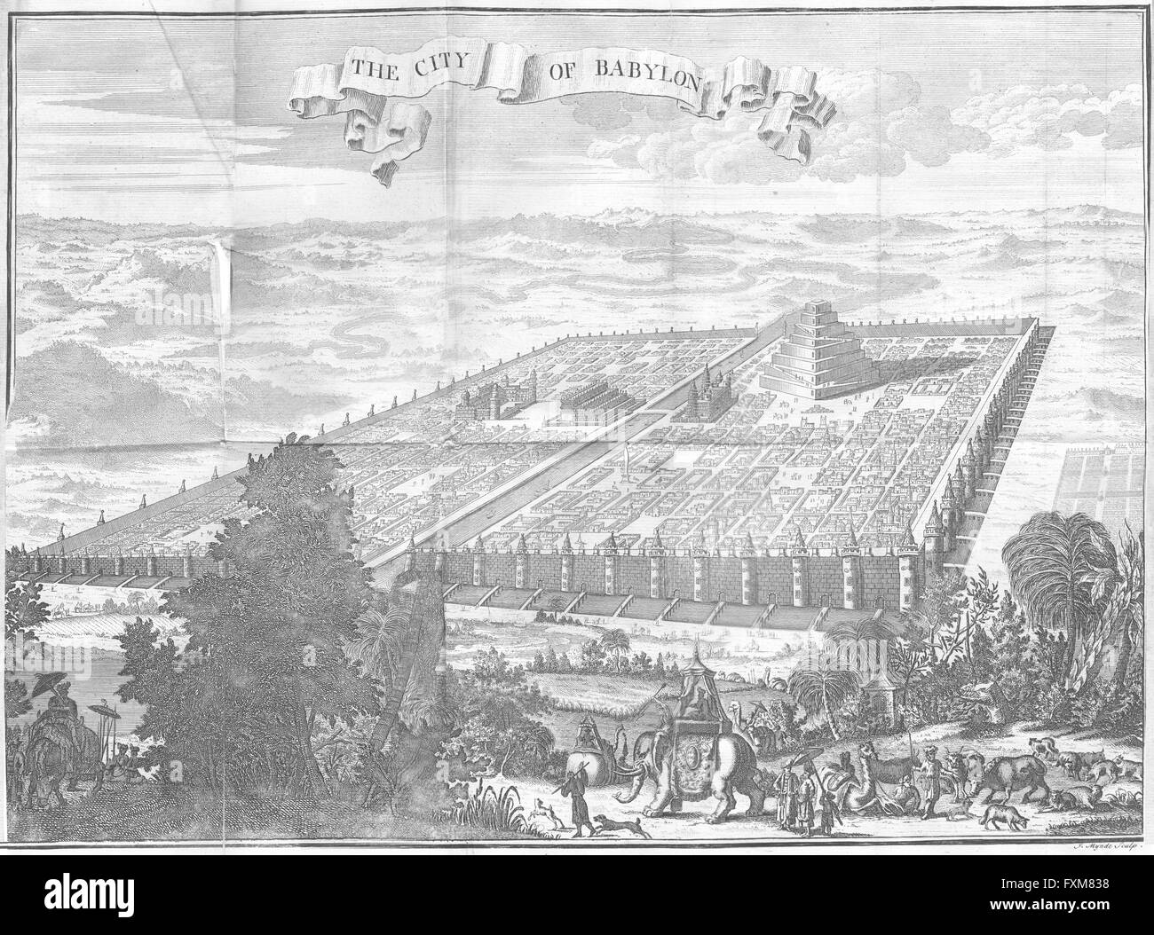 IRAQ: Babylon: MID east: OSBORNE Large view, antique print 1747 Stock Photo