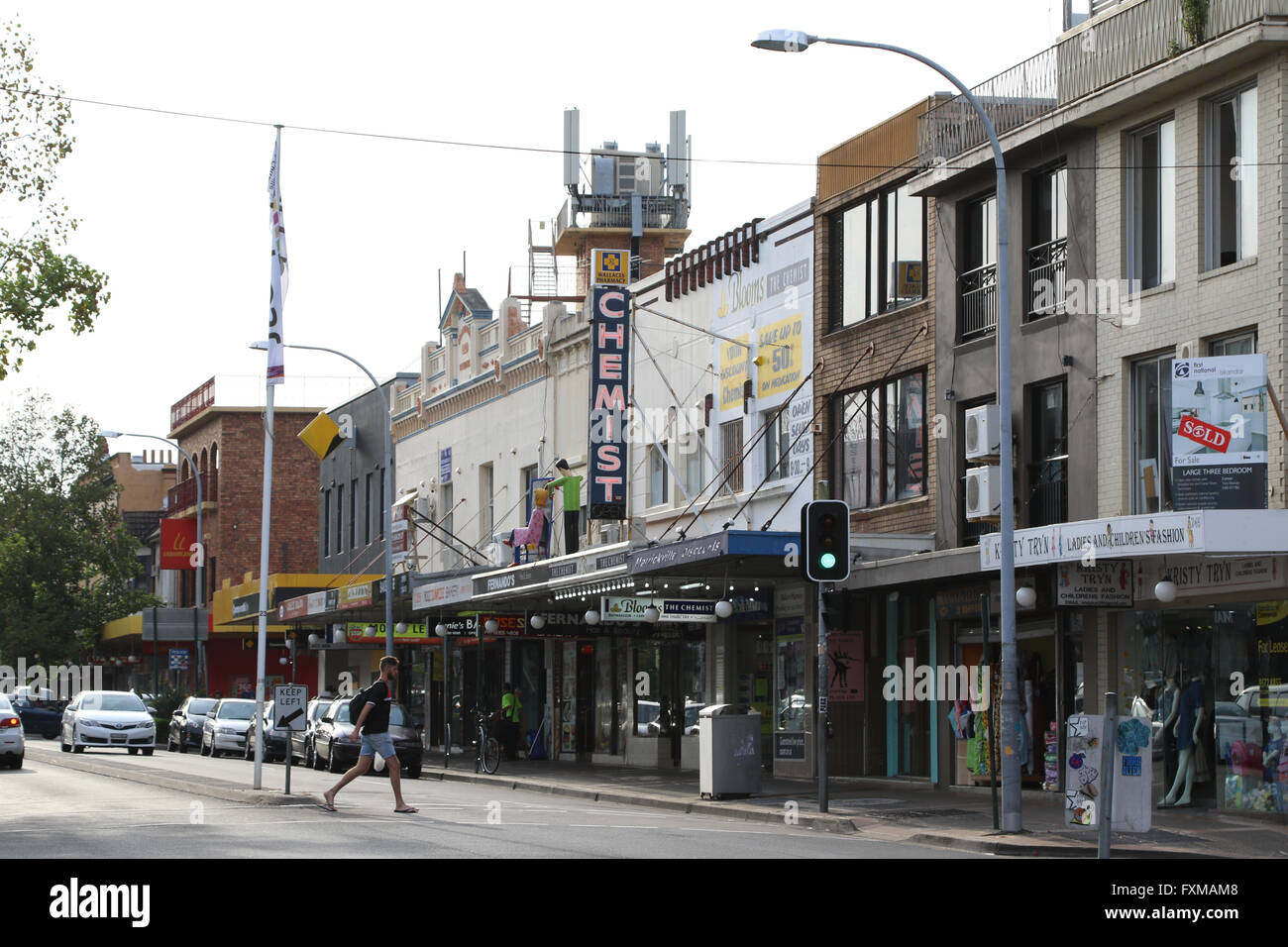 Shops on Marrickville Road, Marrickville in Sydney’s inner west Stock