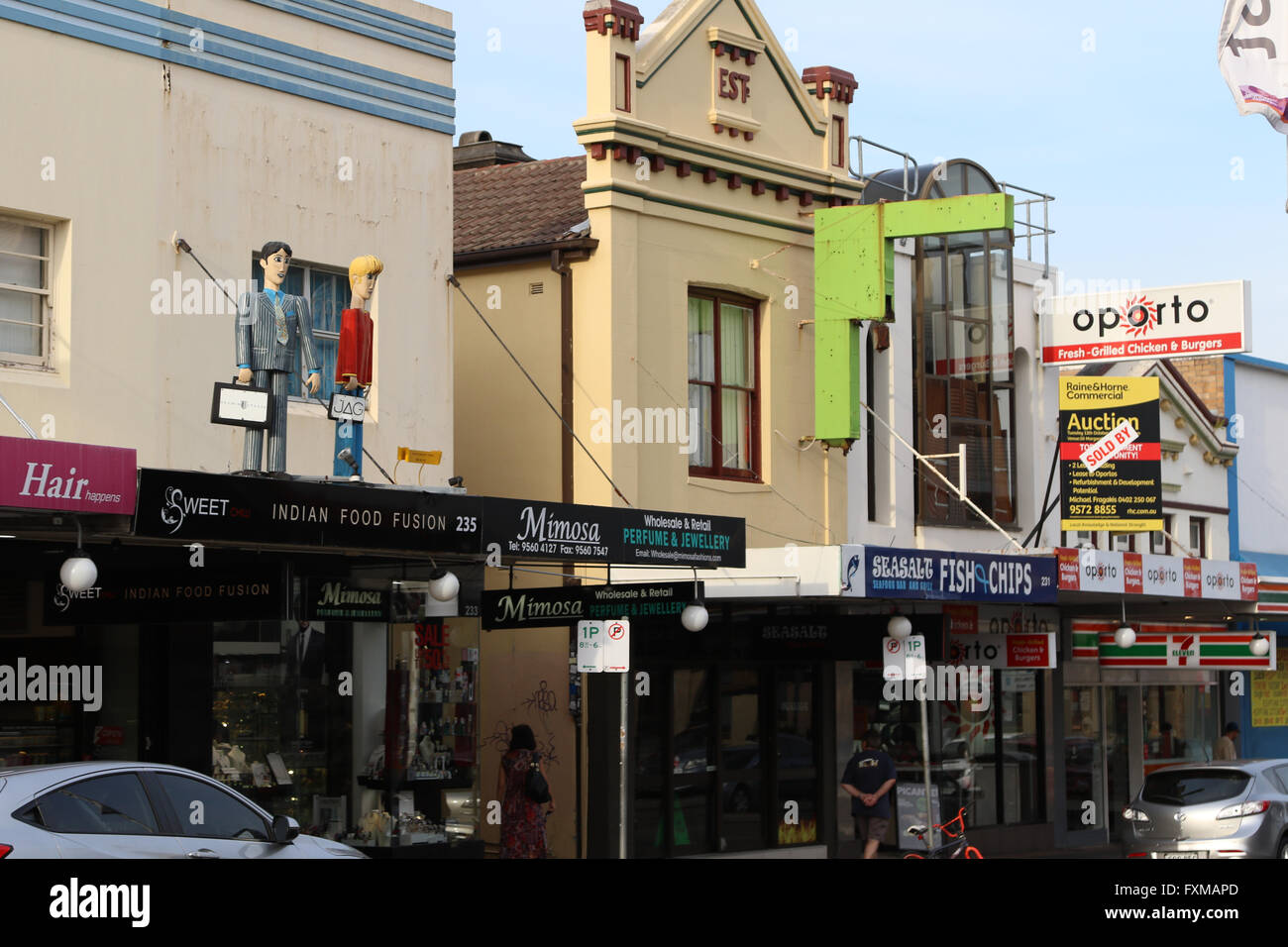 Shops on Marrickville Road, Marrickville in Sydney’s inner west Stock