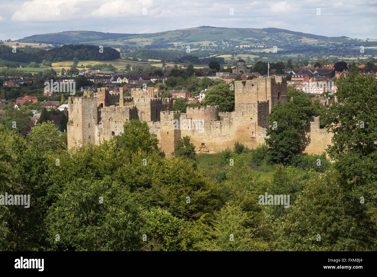 Ludlow Castle from Whitecliff Stock Photo
