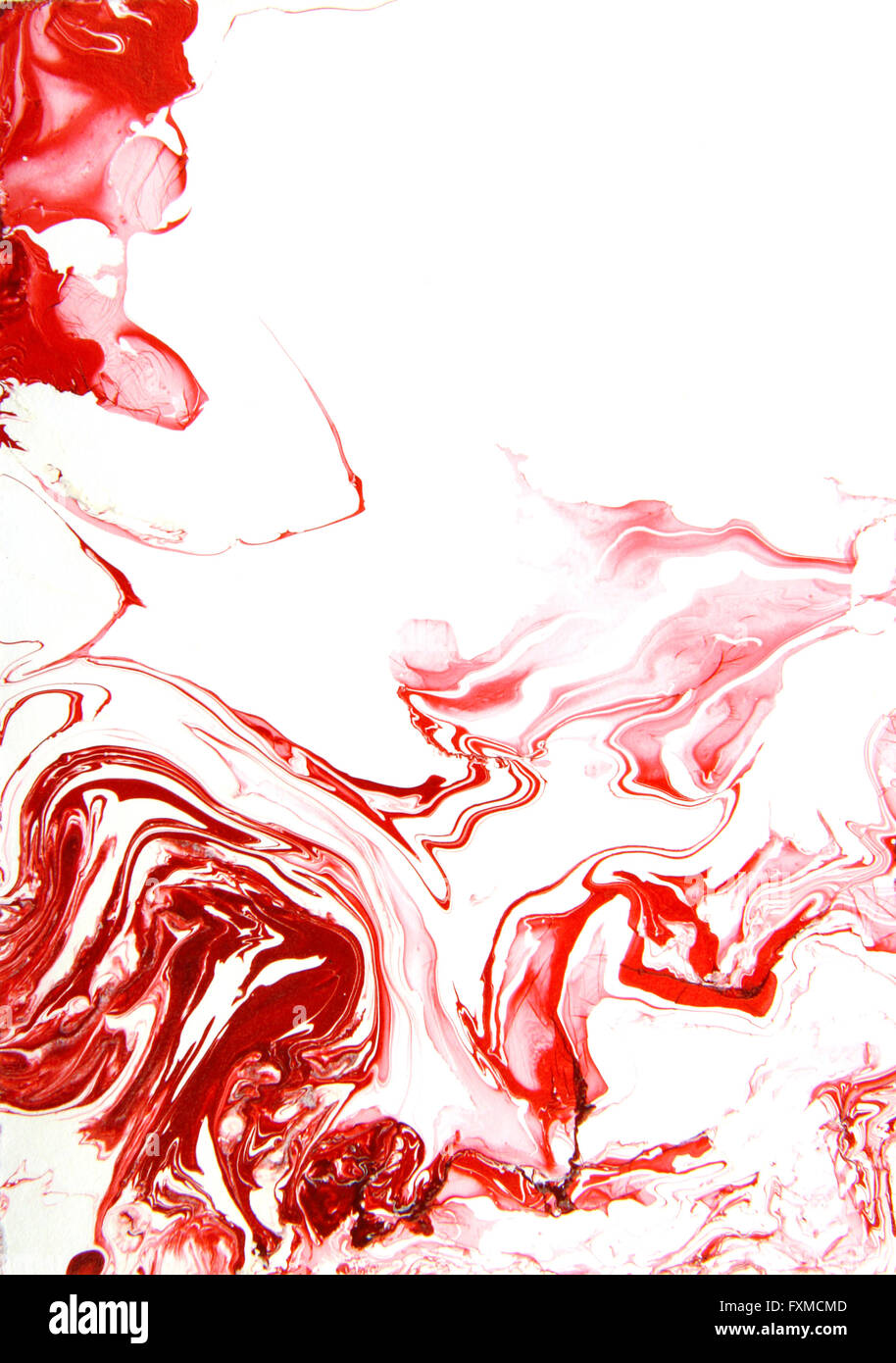 Abstract Hand Drawn Paint Background Red Patterns On White Backdrop