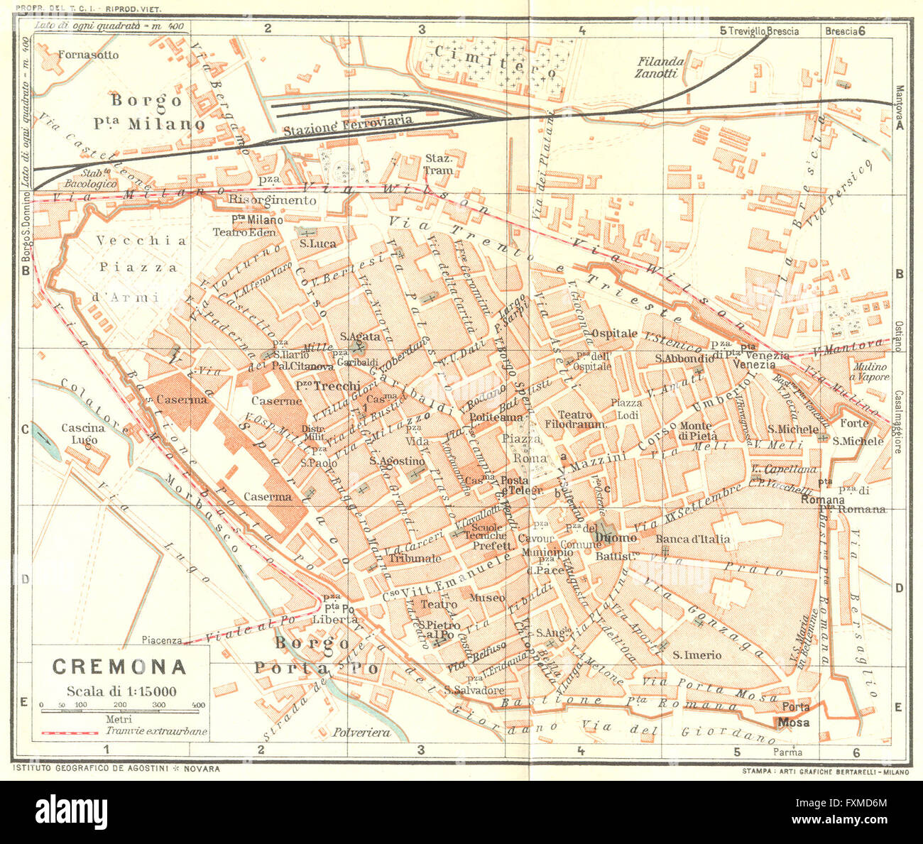 CREMONA. Vintage town city map plan. Italy, 1927 Stock Photo Alamy CREMONA. Vintage town city map plan. Italy, 1927 Stock Photo Alamy