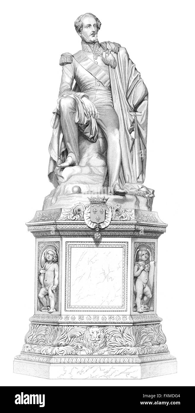 Statue to Prince Ferdinand Philippe of Orléans, 1810-1842, the eldest son of King Louis Philippe I. Stock Photo
