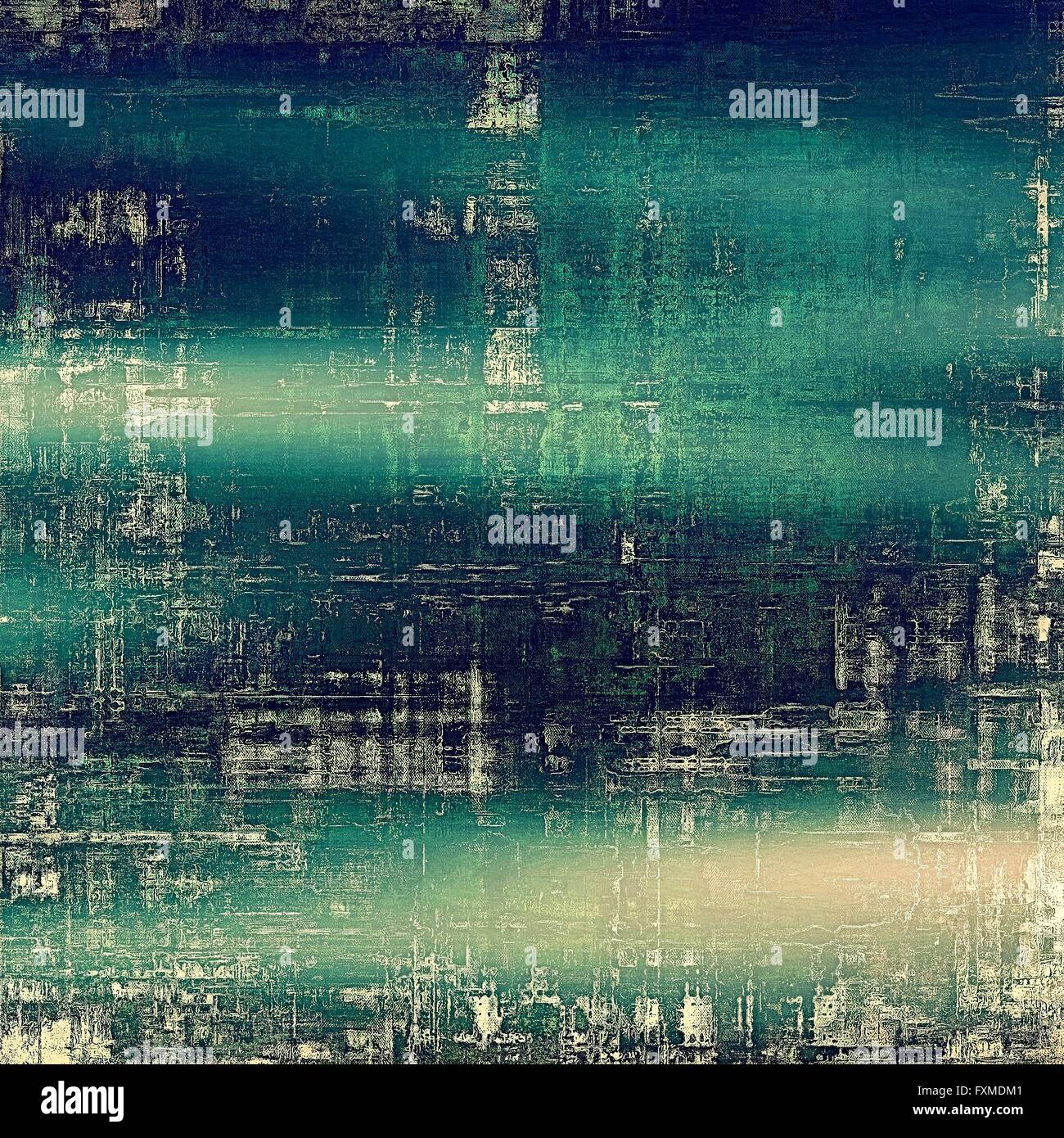 Veined grunge background or scratched texture with vintage feeling and different color patterns: yellow (beige); green; blue; cyan Stock Photo
