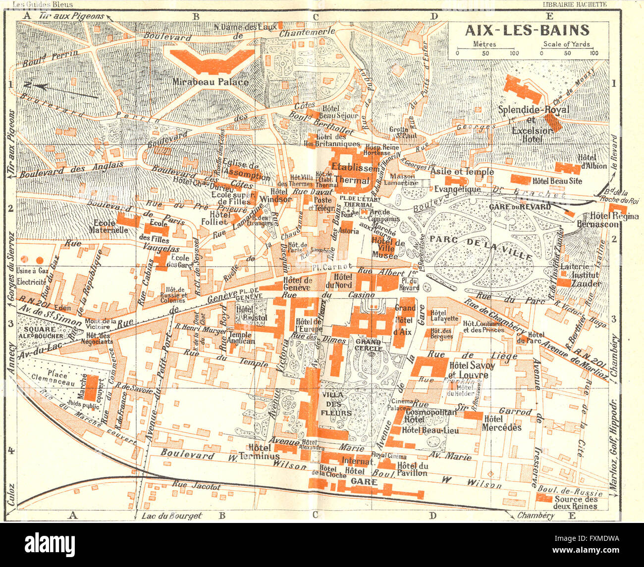Aix Les Bains Map France: Aix-Les-Bains, 1926 Vintage Map Stock Photo - Alamy