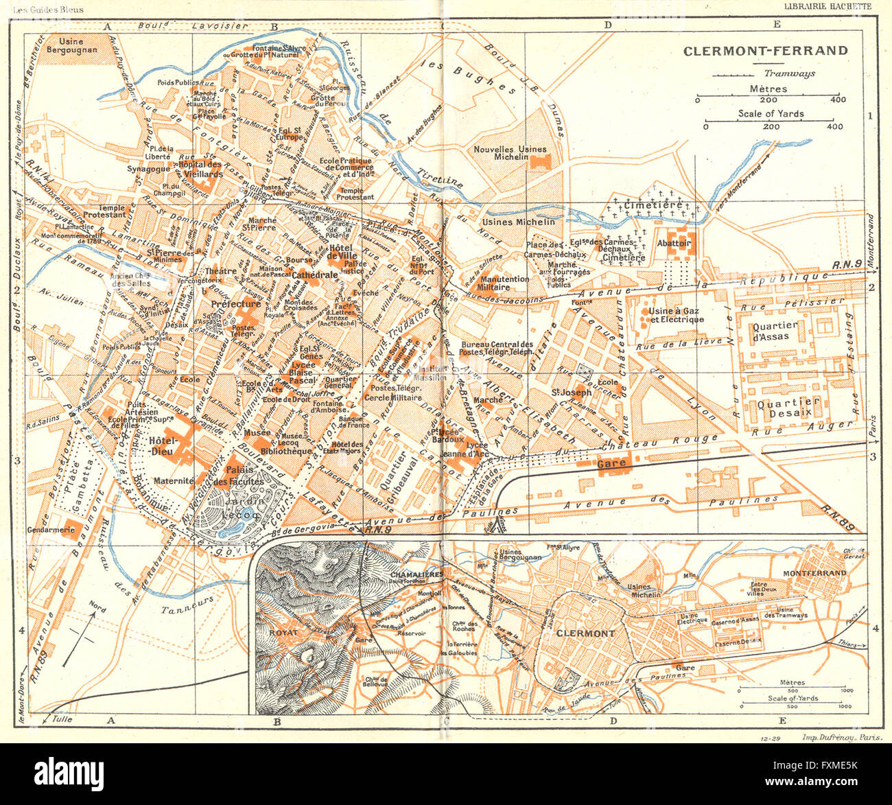 FRANCE ClermontFerrand, 1926 vintage map Stock Photo Alamy