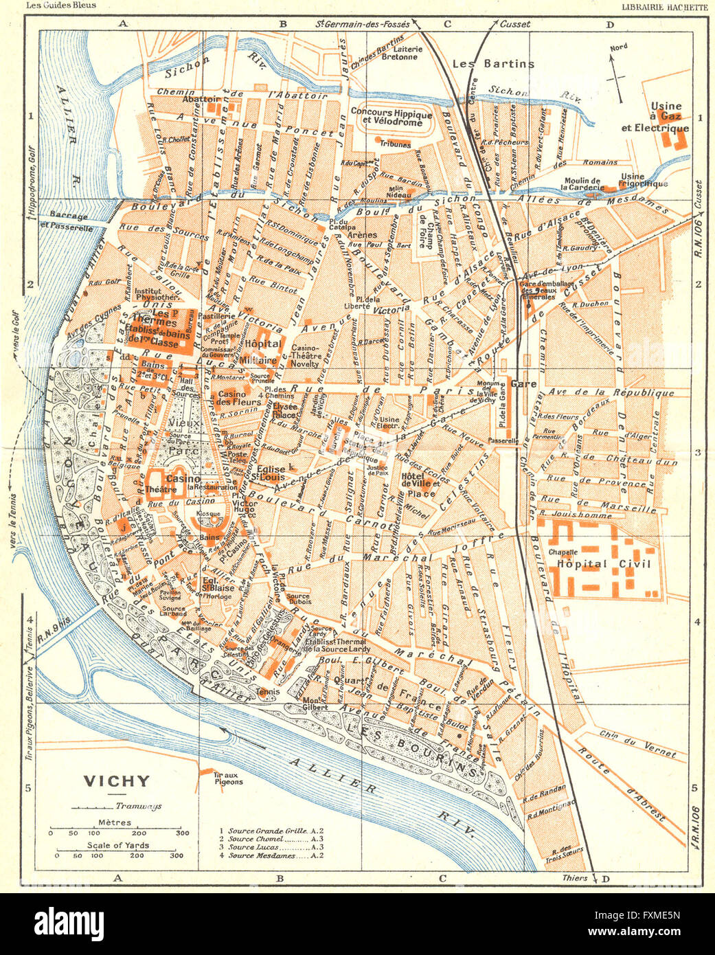 FRANCE: Vichy, 1926 vintage map Stock Photo