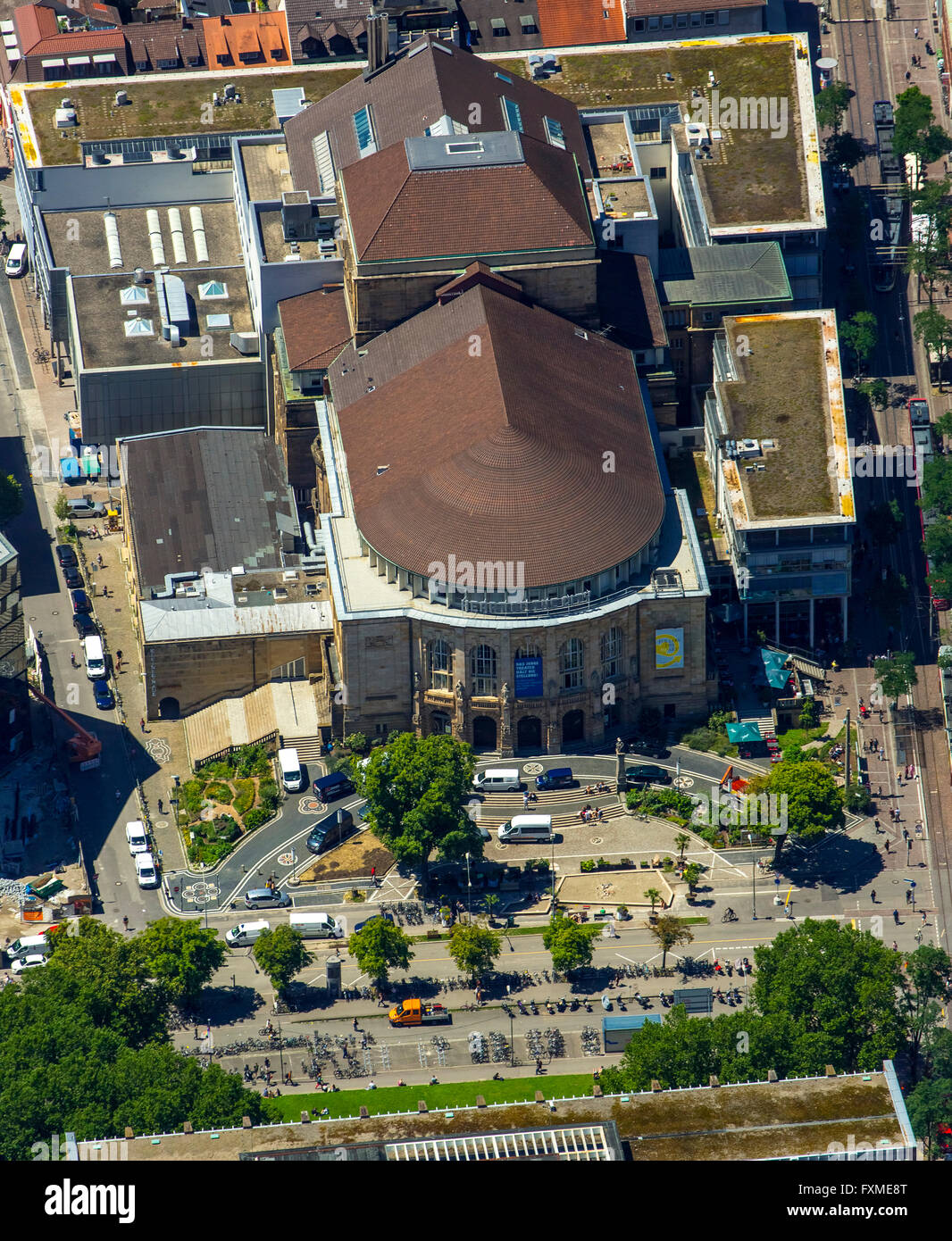 Aerial view, Freiburg Theater, Small house Freiburg, Freiburg, Breisgau, Baden-Wurttemberg, University City,trinational metropol Stock Photo