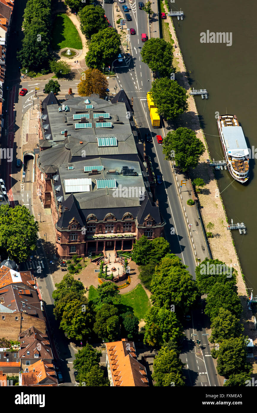 Aerial view, Heidelberger the Stadthalle at Montpellier Square, Heidelberg, Rhein-Neckar-Kreis, Baden-Wuerttemberg, Germany, Stock Photo