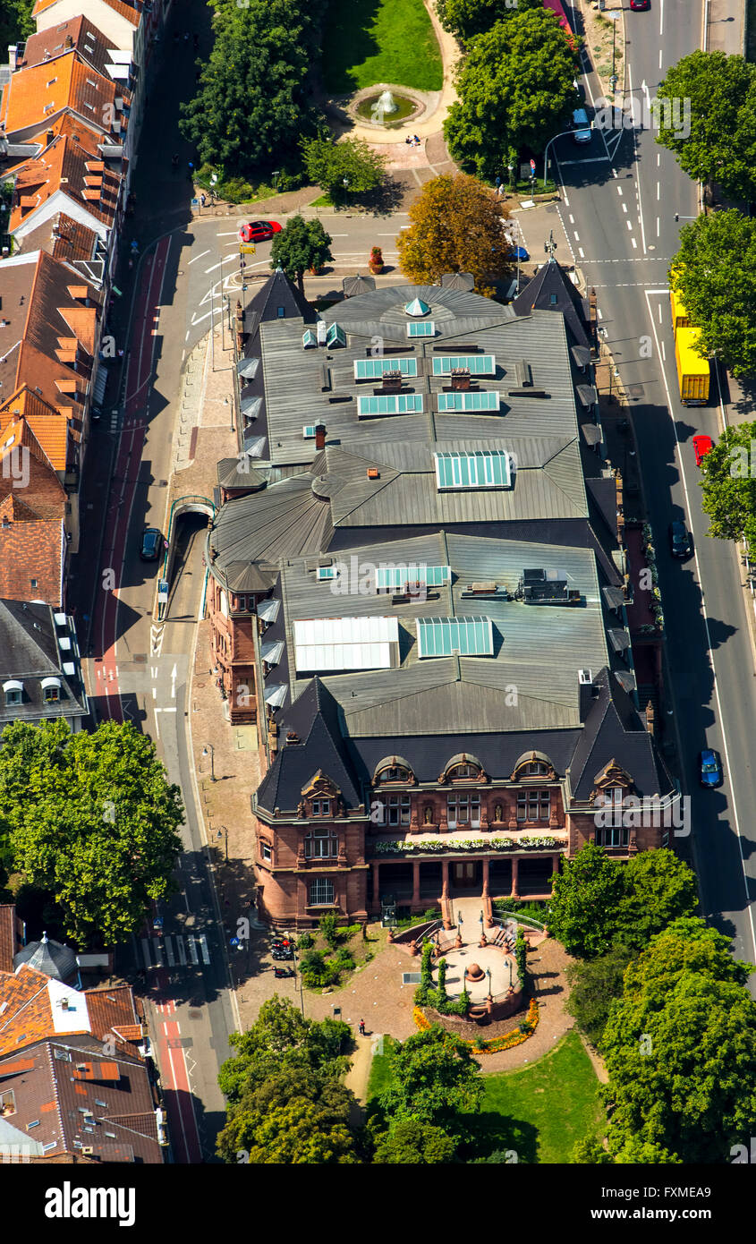 Aerial view, Heidelberger the Stadthalle at Montpellier Square, Heidelberg, Rhein-Neckar-Kreis, Baden-Wuerttemberg, Stock Photo