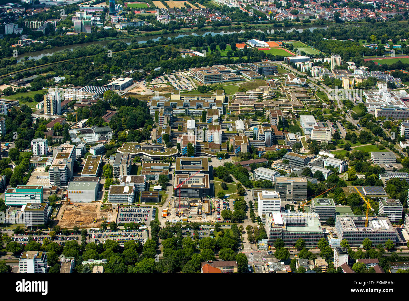 Aerial view, Campus University of Heidelberg, University of Heidelberg on the campus, Heidelberg, Rhein-Neckar-Kreis, Stock Photo