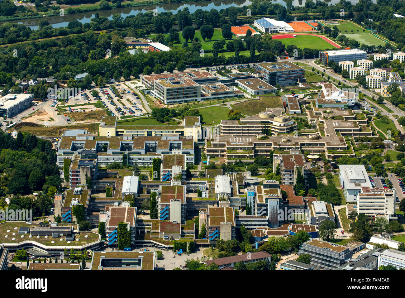 Aerial view, Campus University of Heidelberg, University of Heidelberg on the campus, Heidelberg, Rhein-Neckar-Kreis, Stock Photo