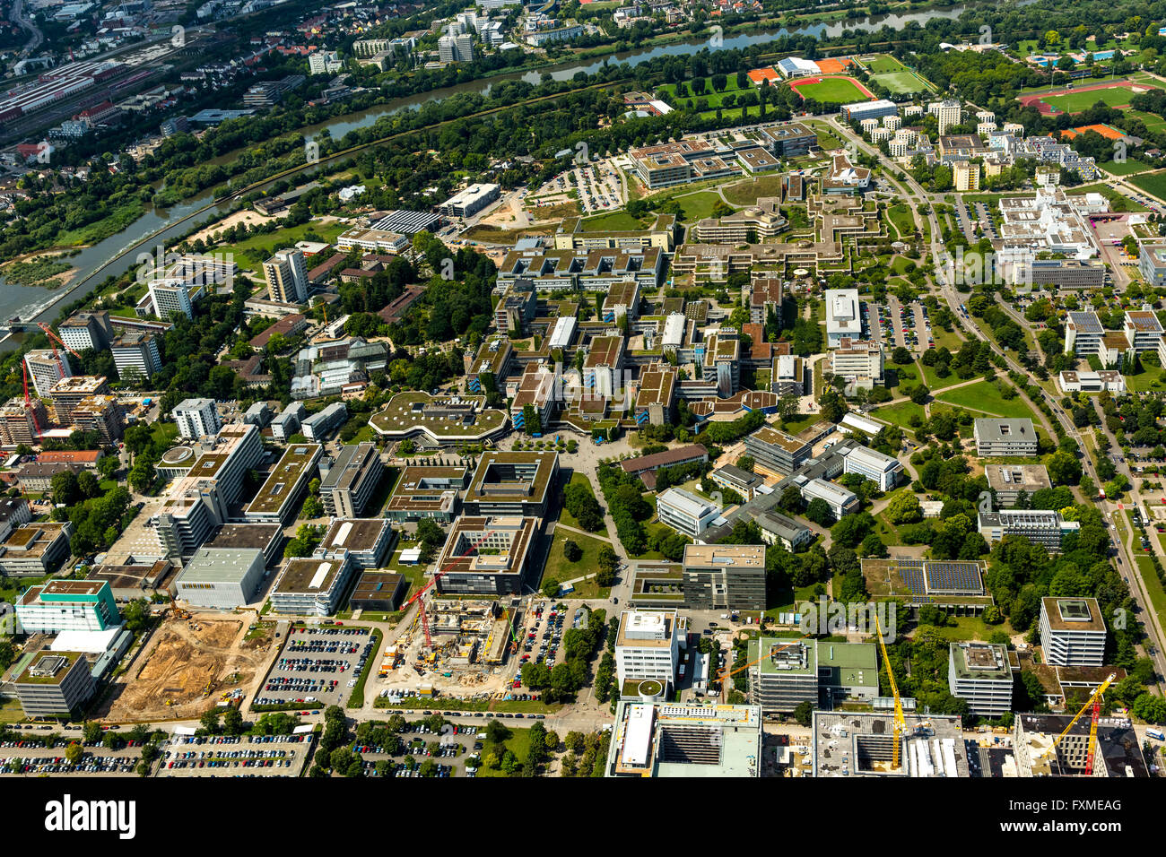 Aerial view, Campus University of Heidelberg, University of Heidelberg on the campus, Heidelberg, Rhein-Neckar-Kreis, Stock Photo