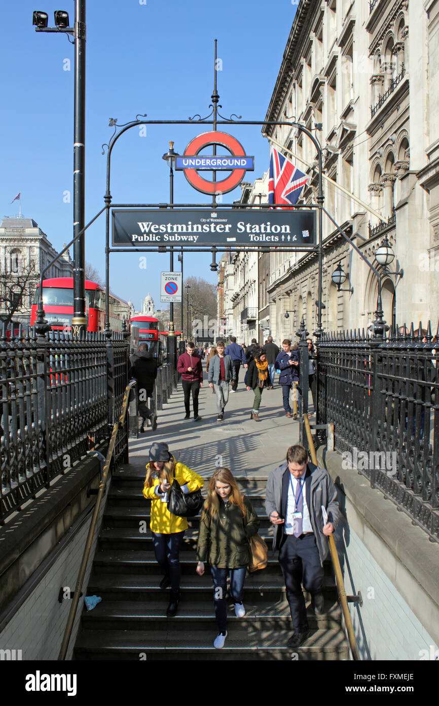 Westminster Station, London, England, UK. Stock Photo