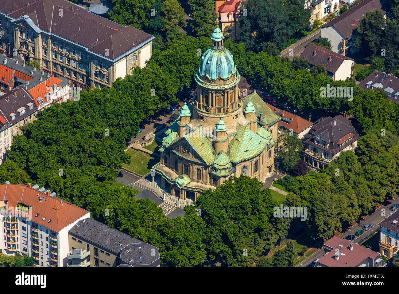 Aerial view, Christ Church Mannheim, Mannheim, Baden-Württemberg