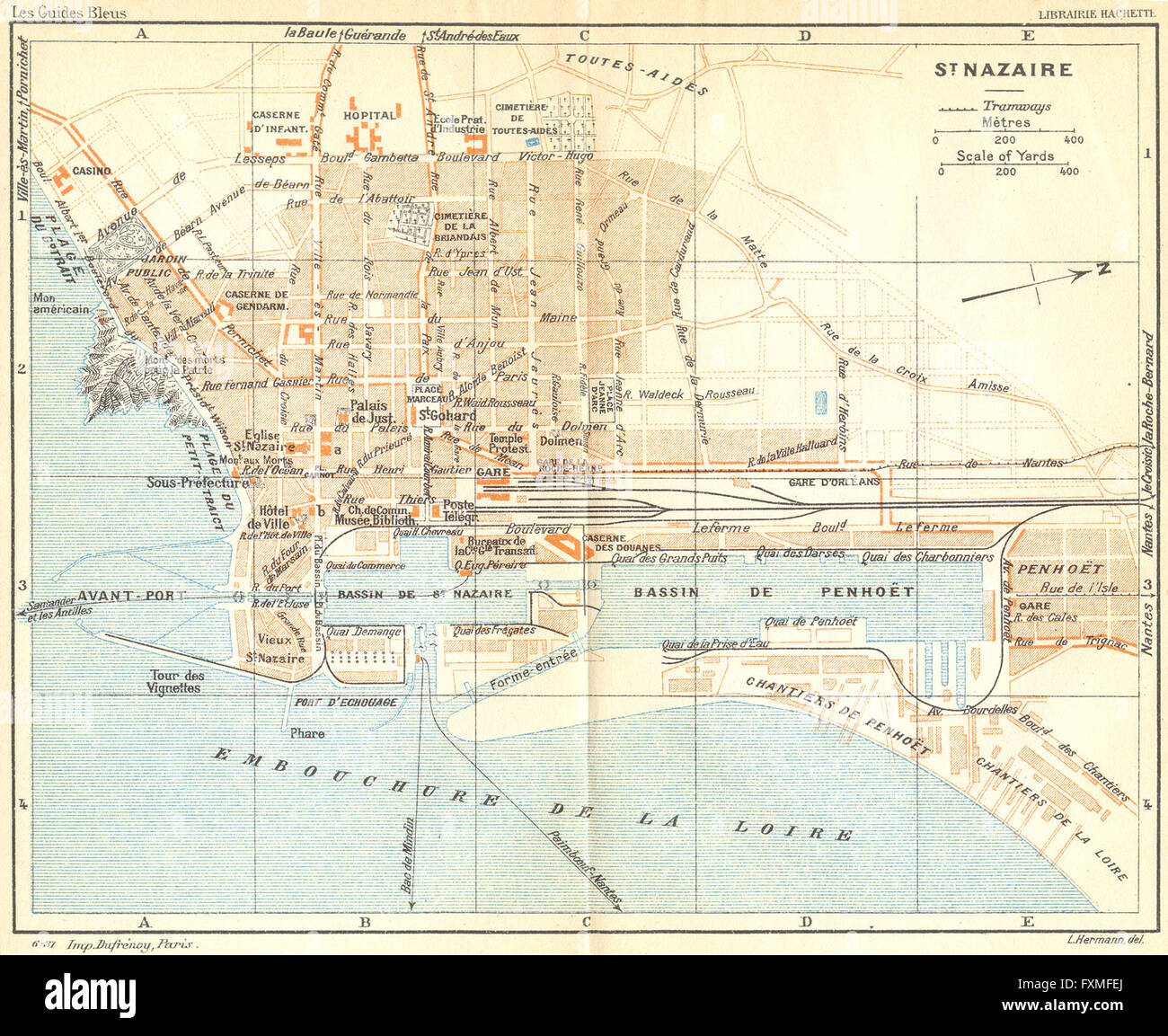 FRANCE St Nazaire, 1932 vintage map Stock Photo Alamy