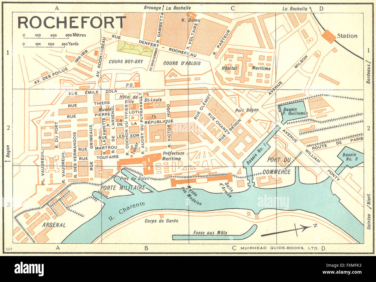FRANCE Rochefort, 1932 vintage map Stock Photo Alamy