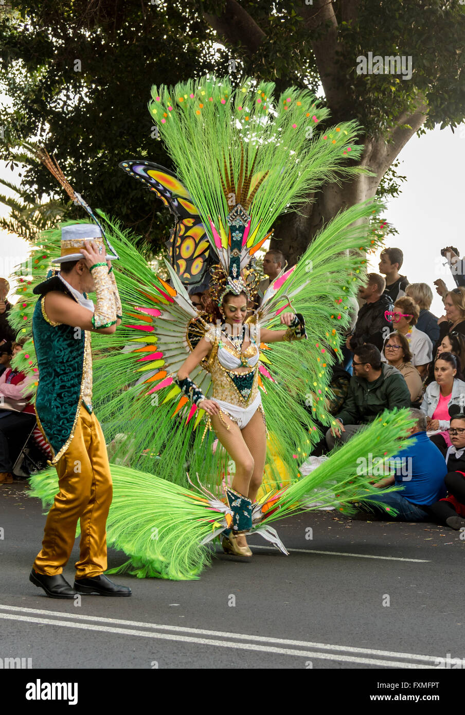 Dancer, Carnival Procession, Santa Cruz, Tenerife Stock Photo