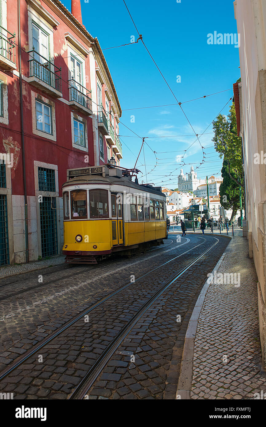 Tram in Lisbon, Portugal Stock Photo