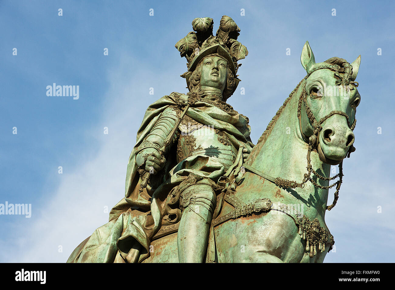 Jose I of the Equestrian Statue at Commerce Square, Lisbon, Portugal Stock Photo