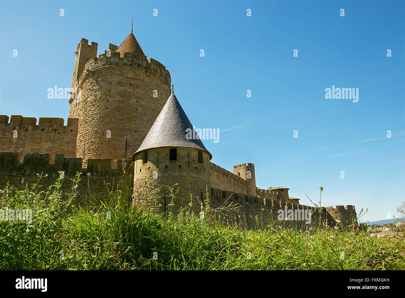 The Walled Town of Carcassonne, Carcassonne, France Stock Photo