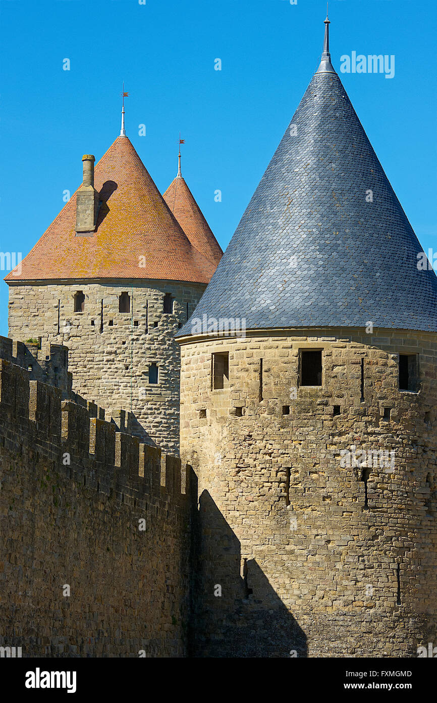 The Walled Town of Carcassonne, Carcassonne, France Stock Photo