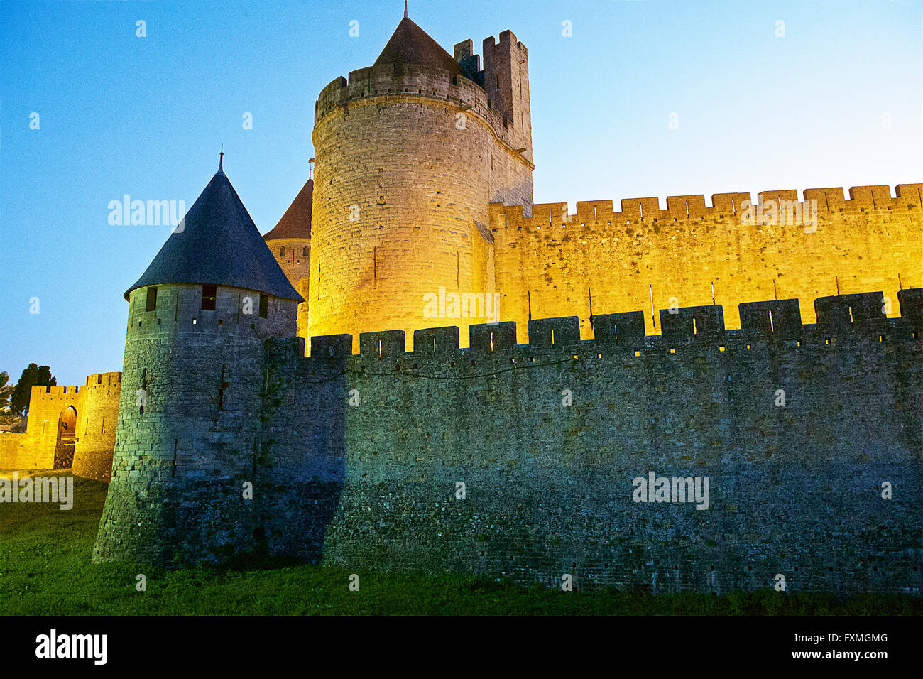 The Walled Town of Carcassonne, Carcassonne, France Stock Photo