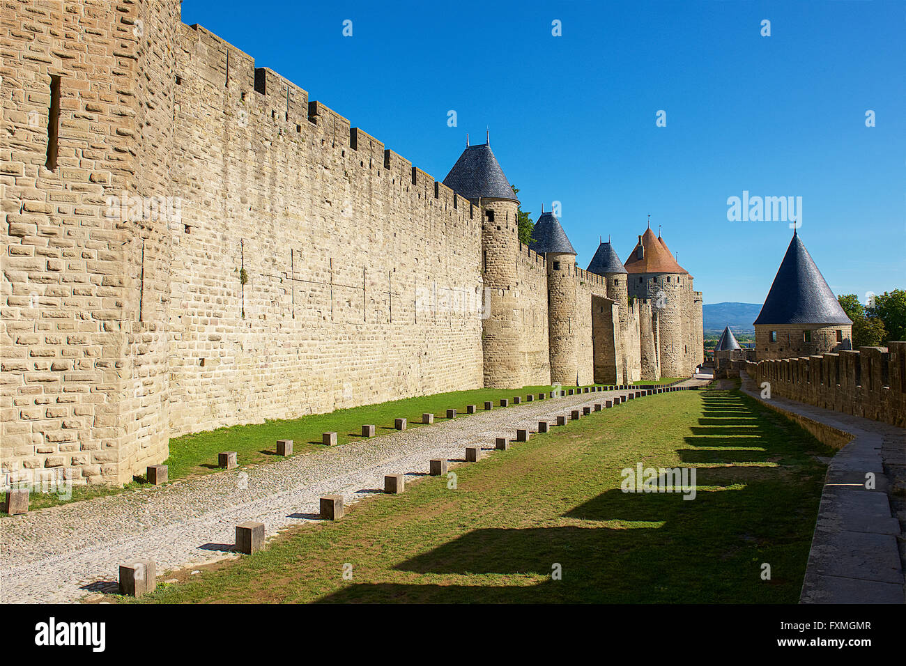 The Walled Town of Carcassonne, Carcassonne, France Stock Photo