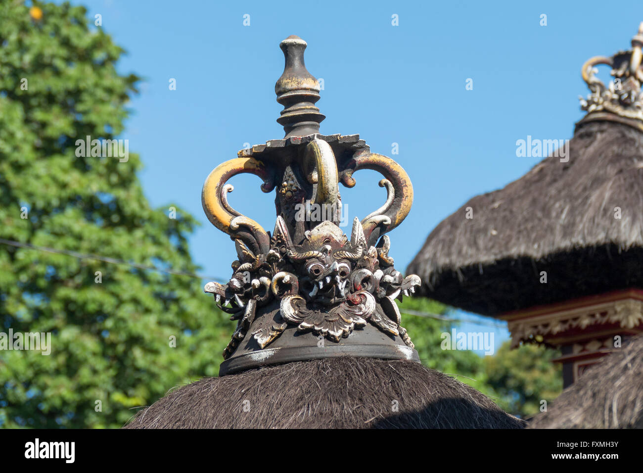 Traditional Balinese Roof Pinnacle, Ubud, Bali, Indonesia Stock Photo