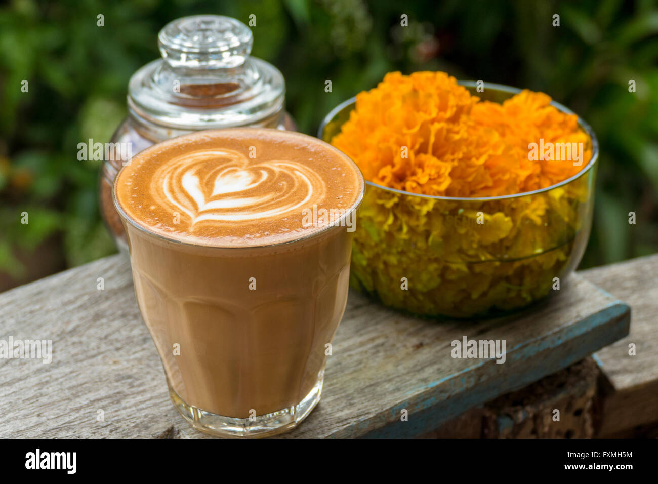 Latte Coffee, Ubud, Bali, Indonesia Stock Photo Alamy