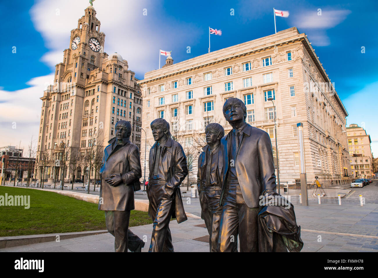 Liverpool FEBRUARY 10th 2016 A bronze statue of the four Liverpool