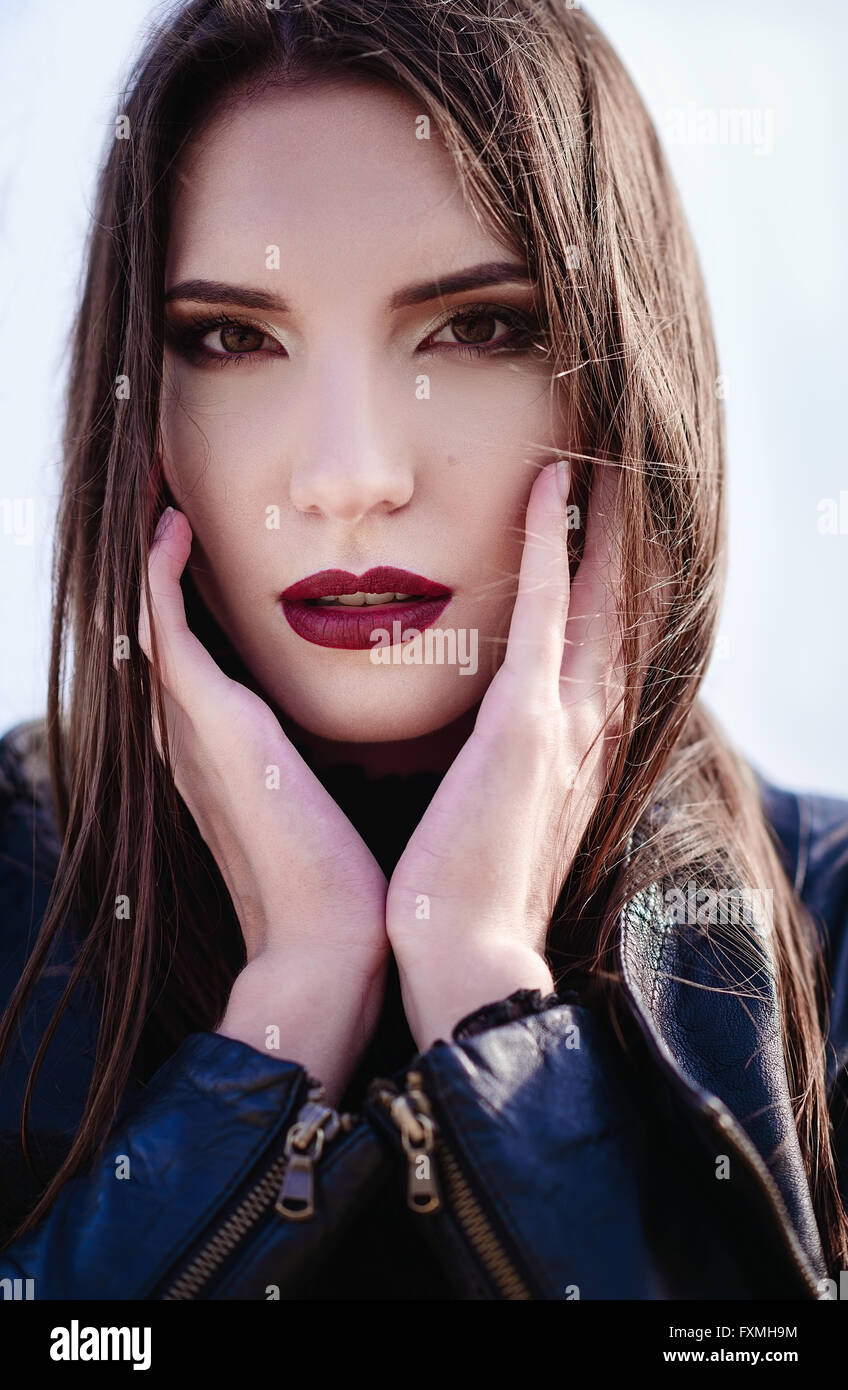 Closeup portrait of a beautiful young woman Stock Photo - Alamy