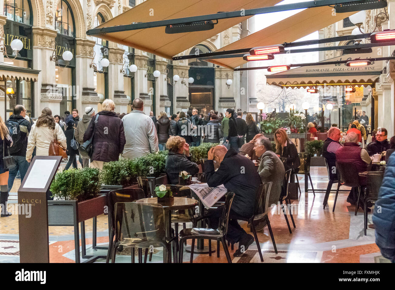 Café at Galleria Vittorio Emanuele II, Milan, Italy Stock Photo