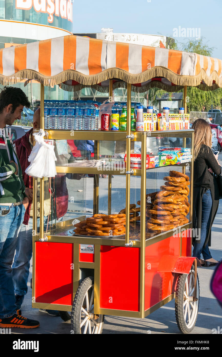 Simit Vendor, Istanbul, Turkey Stock Photo