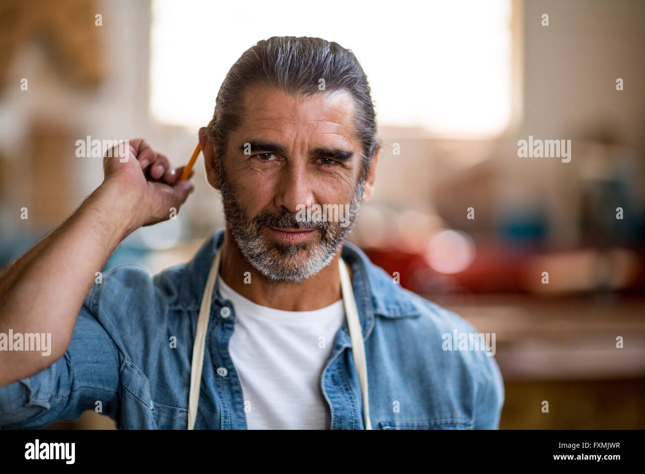 Portrait of confident carpenter Stock Photo