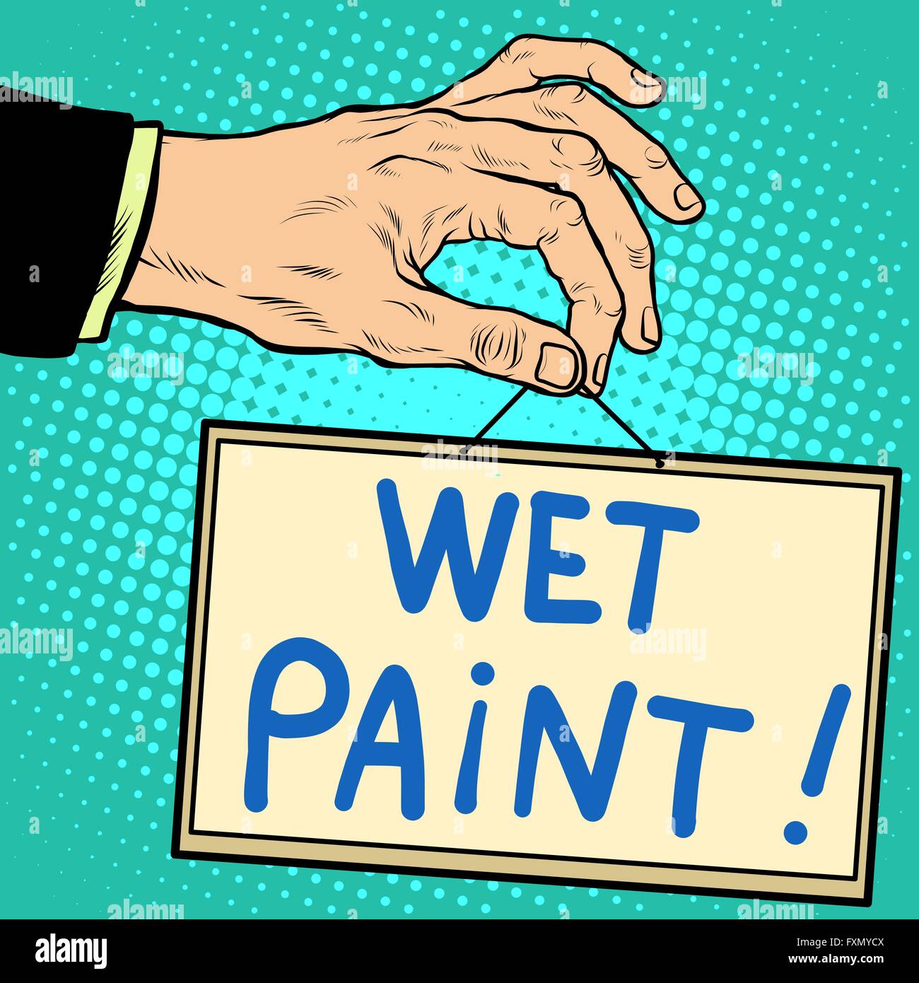 Hand holding a sign wet paint Stock Vector Image & Art Alamy