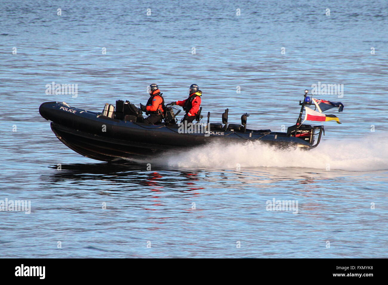 A Ministry of Defence Police RIB providing escort and surveillance