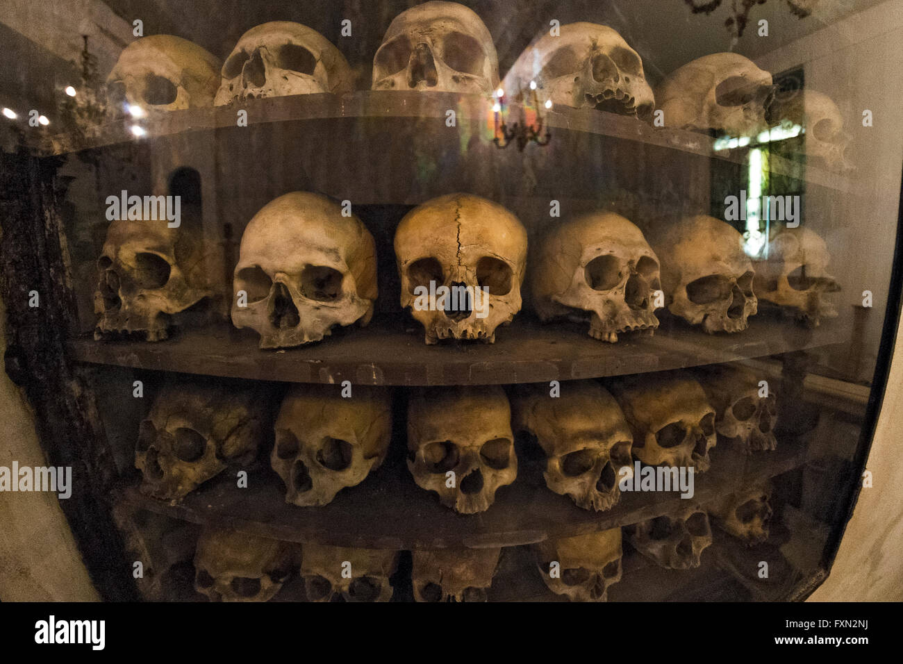 Skulls in the crypt of chiesa Santa Maria dell'Orazione e Morte, Rome, Italy Stock Photo