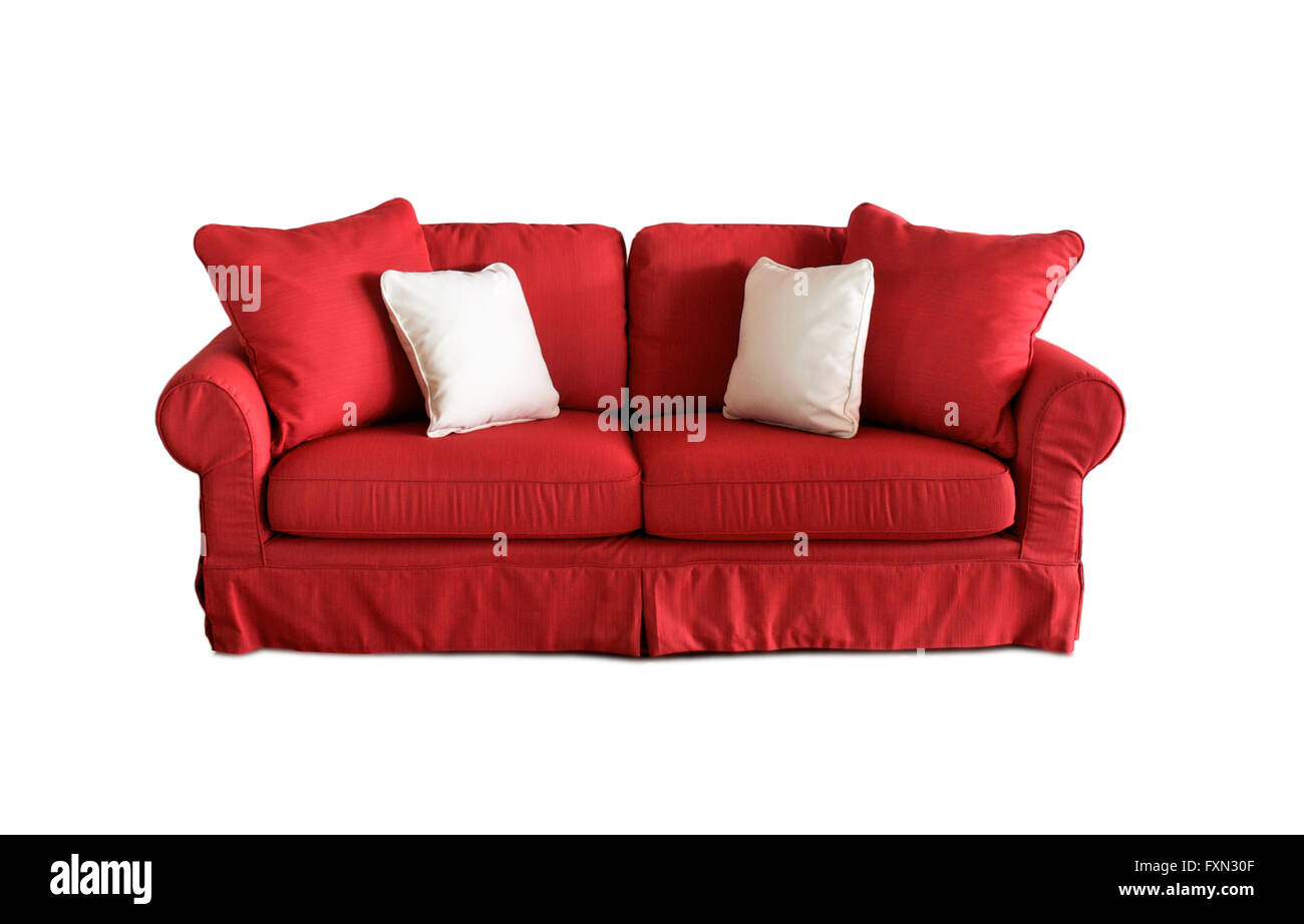 Outdoor indoor sofa with water resistant cushions and pillows Stock Photo