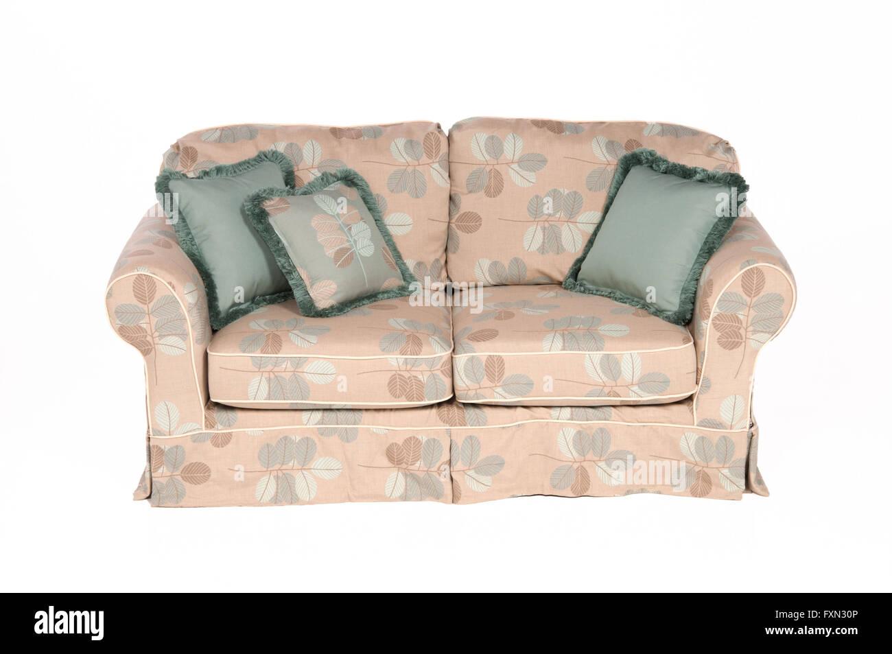 Outdoor indoor sofa with water resistant cushions and pillows Stock Photo